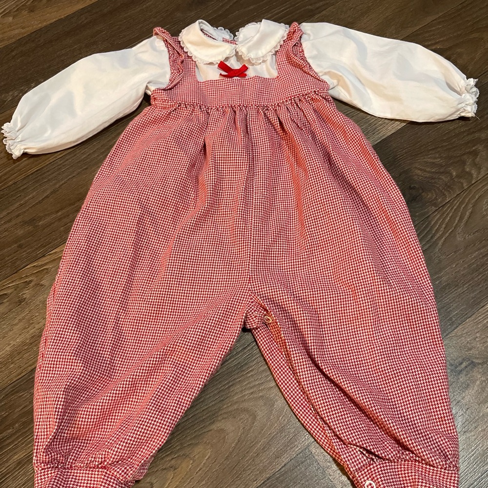 Alexis Red and White Kids Romper